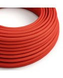 Round Electric Cable covered by Rayon solid color fabric RM09 Red