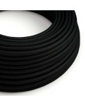 Round Electric Cable covered by Rayon solid color fabric RM04 Black