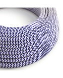 Round Electric Cable covered by Rayon fabric ZigZag RZ12 Blue