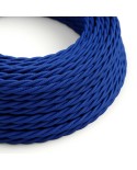 Twisted Electric Cable covered by Rayon solid color fabric TM12 Blue