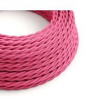 Twisted Electric Cable covered by Rayon solid color fabric TM08 Fuchsia