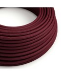 Round Electric Cable covered by Rayon solid color fabric RM19 Burgundy