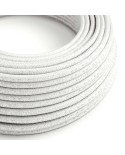 Round Glittering Electric Cable covered by Rayon solid color fabric RL01 White