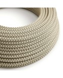 Round Electric Cable covered by Anthracite Lozanga Cotton and Natural Linen RD64