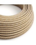 Round electric cable covered by Russet Tweed Cotton, Natural Linen and finishing Glitter RS82