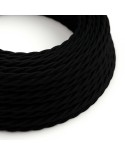 Twisted Electric Cable covered by Cotton solid color fabric TC04 Black