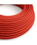 Round Glittering Electric Cable covered by Rayon solid color fabric RL09 Red