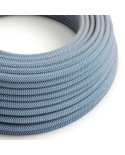 Round Electric Cable covered by Steward Blue ZigZag Cotton and Natural Linen RD75