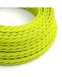 Twisted Electric Cable covered by Rayon solid color fabric TF10 Fluo Yellow