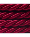 XL electrical cord, electrical cable 3x0,75. Shiny dark bordeaux fabric covering. Diameter 16mm.