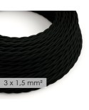 Large section electric cable 3x1,50 twisted - covered by rayon Black TM04