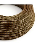 Round Electric Cable covered in Rayon - ZigZag Gold and Black RZ24