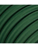 Electric cable for String Lights, covered by Rayon fabric Dark Green CM21