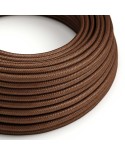 Round Electric Cable covered in Rayon solid color fabric - RM36 Rust