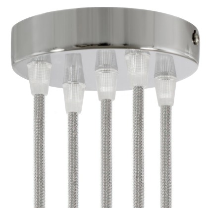 Cylindrical metal 5-hole ceiling rose kit - Chrome