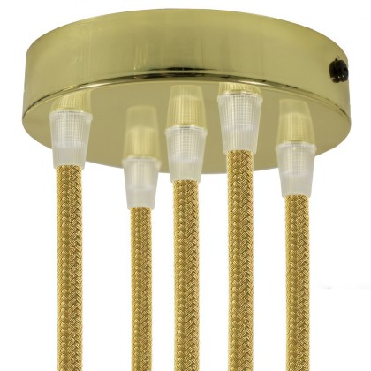 Cylindrical metal 5-hole ceiling rose kit - Brass