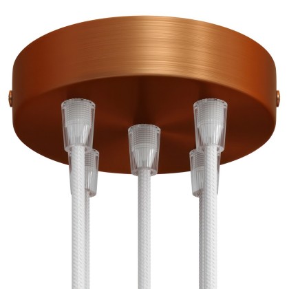 Cylindrical metal 5-hole ceiling rose kit - Brushed copper