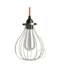 Naked light bulb cage metal lampshade Drop with adjustable collar closure