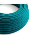 Round Electric Cable covered by Cotton solid color fabric RC21 Cerulean