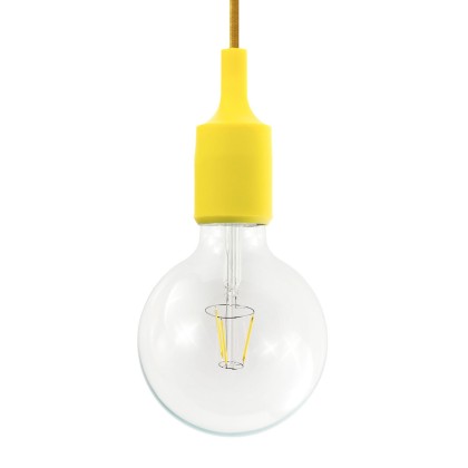 Pendant lamp with textile cable and silicone details - Made in Italy - Bulb included - Yellow