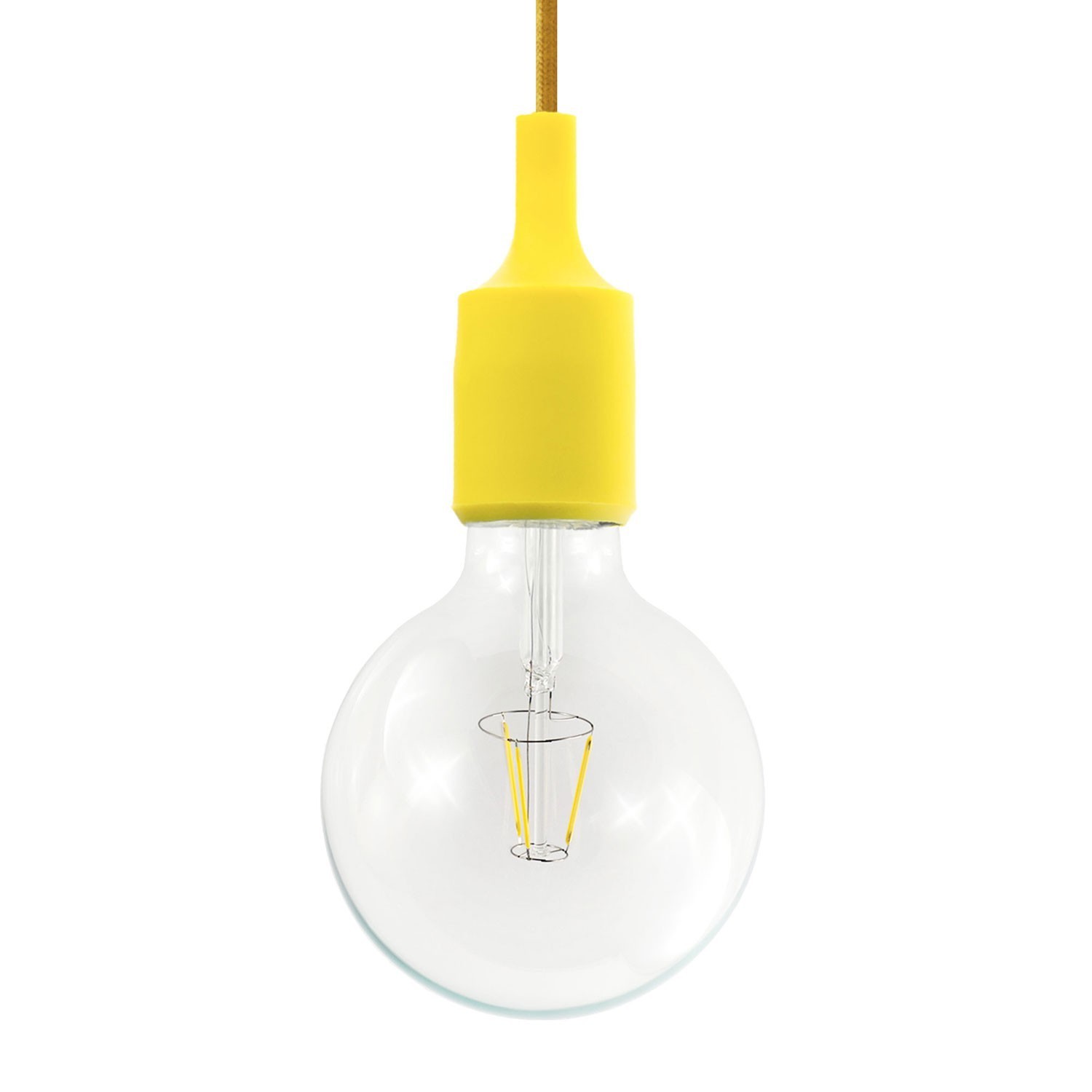 Pendant lamp with textile cable and silicone details - Made in Italy - Bulb included