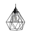 Pendant lamp with textile cable, Diamond cage lampshade and metal details - Made in Italy