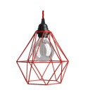 Pendant lamp with textile cable, Diamond cage lampshade and metal details - Made in Italy