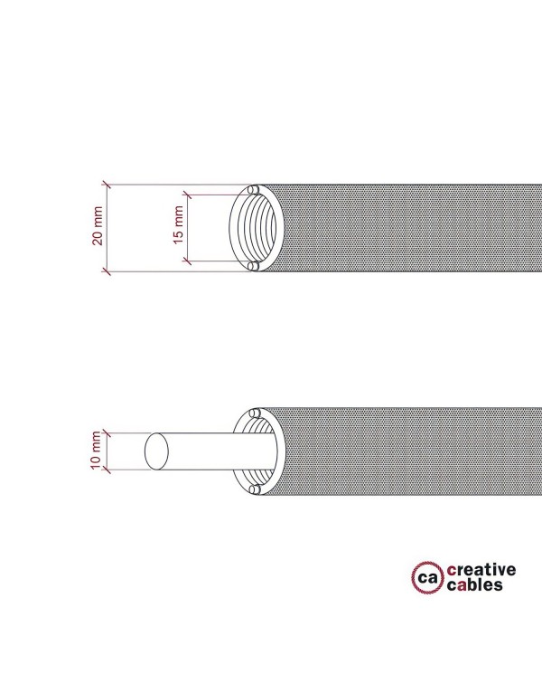 Creative-Tube flexible conduit, Rayon solid color Cipria RM27 fabric covering, diameter 20 mm