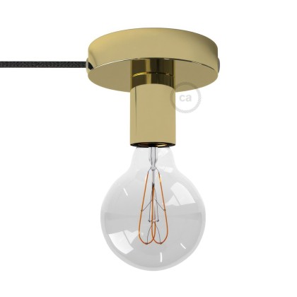 Spostaluce, the metal light source with fabric cable and side holes - Brass