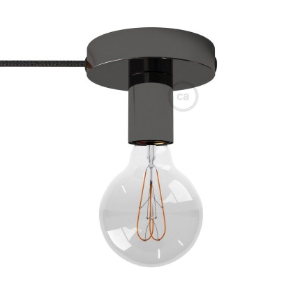 Spostaluce, the metal light source with fabric cable and side holes - Black pearl