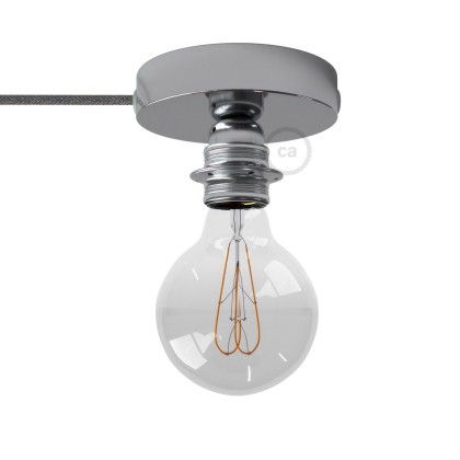 Spostaluce, the metal light source with E27 threaded lamp holder, fabric cable and side holes - Chrome