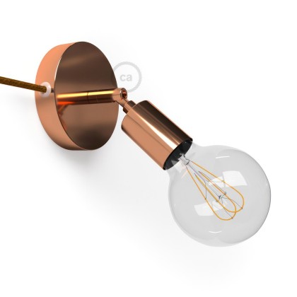 Spostaluce Metal 90°, the adjustable light source with fabric cable and side holes - Copper