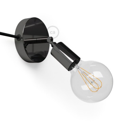 Spostaluce Metal 90°, the adjustable light source with fabric cable and side holes - Black pearl