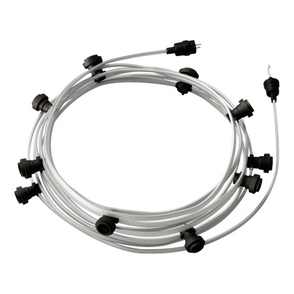 Ready-to-use 12,5m Lumet String Light with Kit with 10 black Lamp Holders, Hook and Plug - CM02