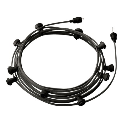 Ready-to-use 12,5m Lumet String Light with Kit with 10 black Lamp Holders, Hook and Plug - CM03