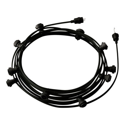 Ready-to-use 12,5m Lumet String Light with Kit with 10 black Lamp Holders, Hook and Plug - CM04