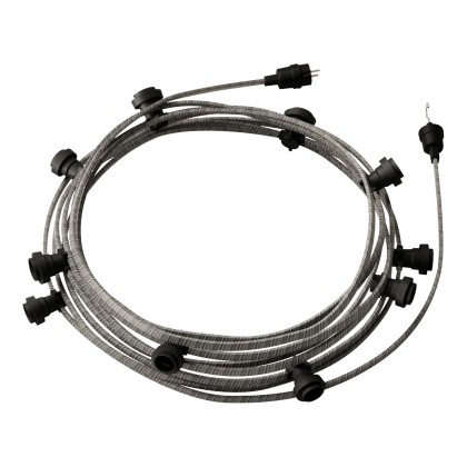 Ready-to-use 12,5m Lumet String Light with Kit with 10 black Lamp Holders, Hook and Plug - ECC37