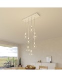 7-light pendant lamp with 675 mm rectangular XXL Rose-One, featuring fabric cable and metal finishes