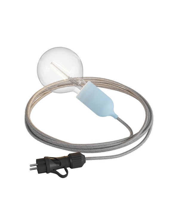 Eiva Snake Pastel, portable outdoor lamp, 5 m textile cable, IP65 waterproof lamp holder and plug