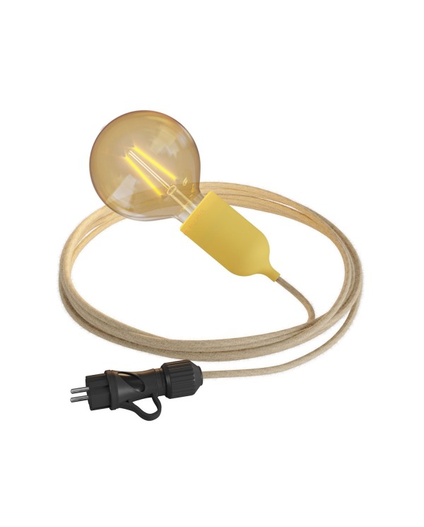 Eiva Snake Pastel, portable outdoor lamp, 5 m textile cable, IP65 waterproof lamp holder and plug