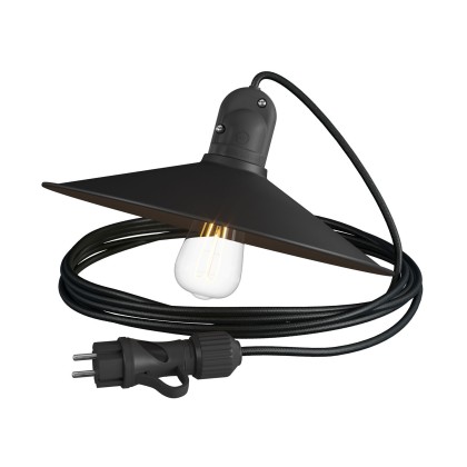 Eiva Snake with Swing shade, portable outdoor lamp, 5 m textile cable, IP65 waterproof lampholder and plug - Black