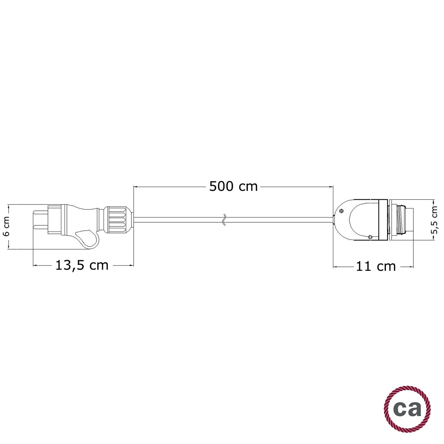 Eiva Snake, portable outdoor lamp, 5 m textile cable, IP65 waterproof lamp holder and plug