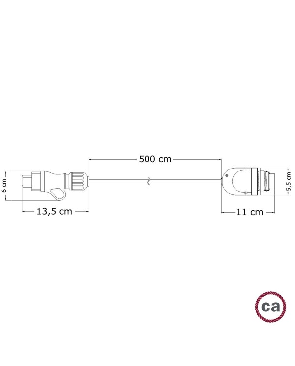 Eiva Snake, portable outdoor lamp, 5 m textile cable, IP65 waterproof lamp holder and plug