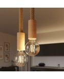 Multiple 2-fall pendant light complete with 2XL rope cable and wood finishing