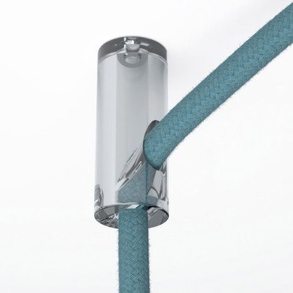 Decentraliser, ceiling hook for fabric electrical cables with stop - Transparent