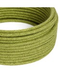 Round electric Cable covered in Plain Hay Green RN23 Jute