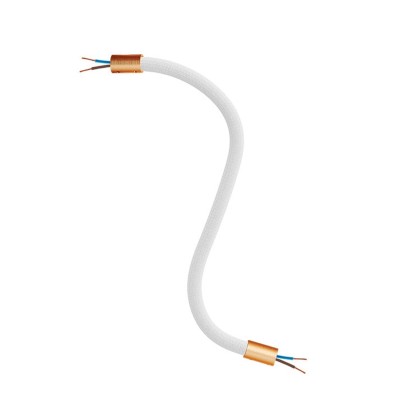 Kit Creative Flex flexible tube covered in White RM01 fabric with metal terminals - Brushed copper