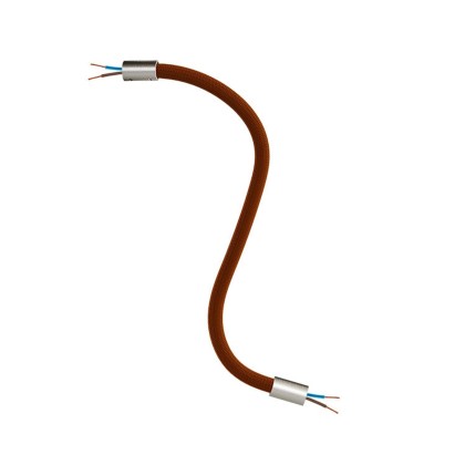 Kit Creative Flex flexible tube covered in Brown RM13 fabric with metal terminals - Brushed titanium