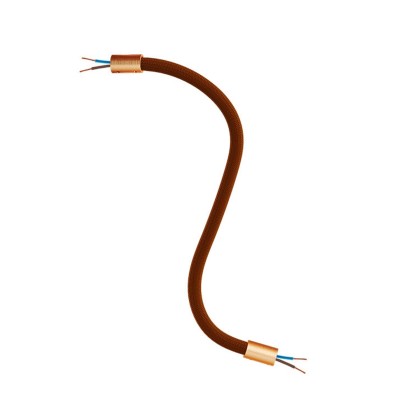 Kit Creative Flex flexible tube covered in Brown RM13 fabric with metal terminals - Brushed copper