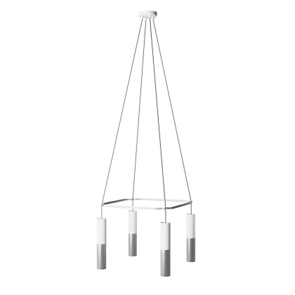 4-fall Cage Tub-E14 Double Lamp - Matt White - Brushed titanium